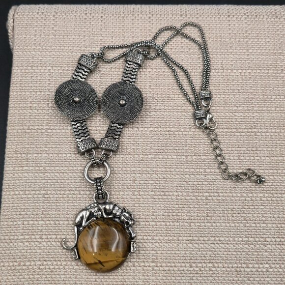 Jewelry - 20 Inch Jungle Cat Tiger's Eye Stone Artisan Necklace B1046